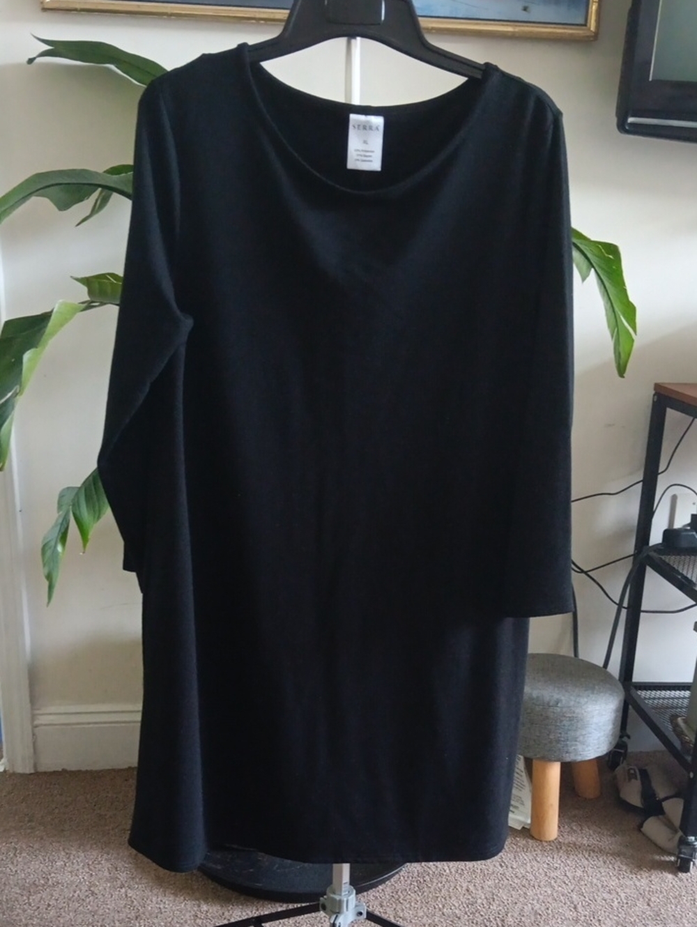 Serra Black Long Sleeve Shift Dress XL